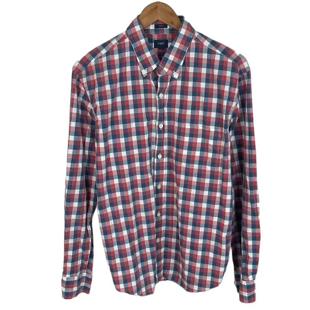 BF1309 Men’s J. Crew Preppy Plaid SLIM Fit Button Down Shirt XL